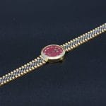 ساعت مچی زنانه ژنو کلاسیک طلا با صفحه قرمز