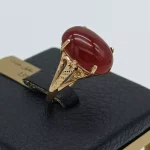 انگشتر طلاي عقيق حيات با ركاب تراش