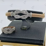 دستبند و انگشتر طلاي نگين دار امگا