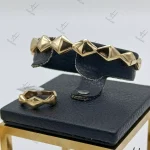 دستبند و انگشتر طلاي اينه اي لوزي طرح بنگل ميران