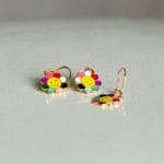 آویز و گوشواره طلای بچه گانه طرح گل آفتابگردون