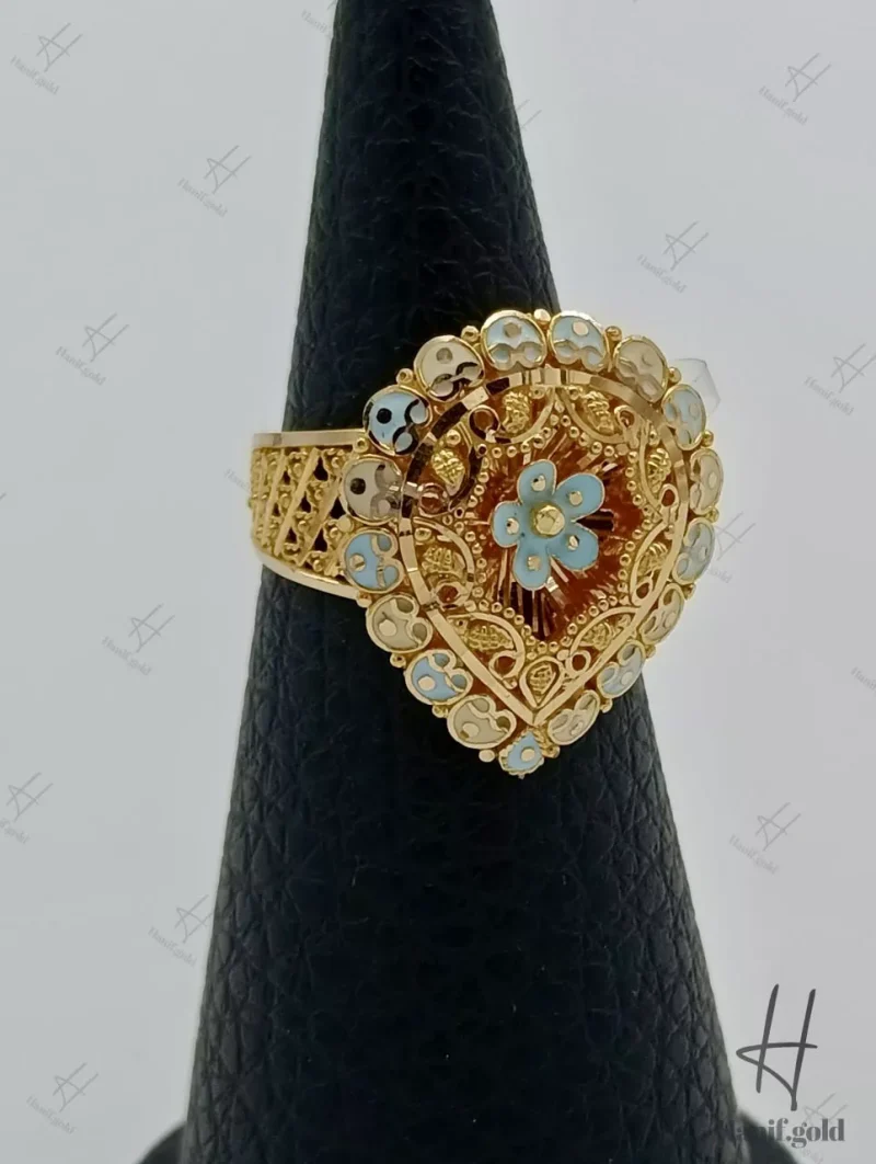 مجموعه کار جور ۲۱ عیار دوبی ، انگشتر میناخور آبی ، طرح اشک
