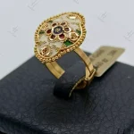 انگشتر ۲۱ عیار کار جور دبی ، مینا خور سه رنگ ، طرح کلاسیک ایرانی