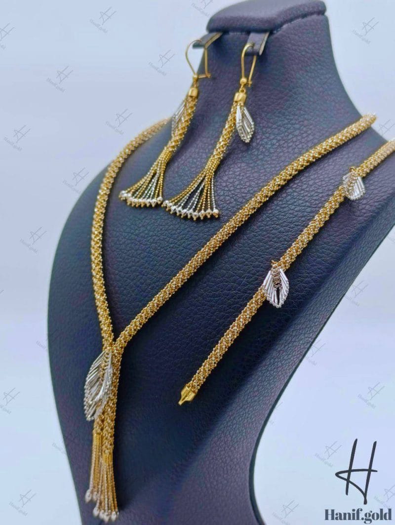 سرویس طلای دورنگ آویز دار ( خودکاری )