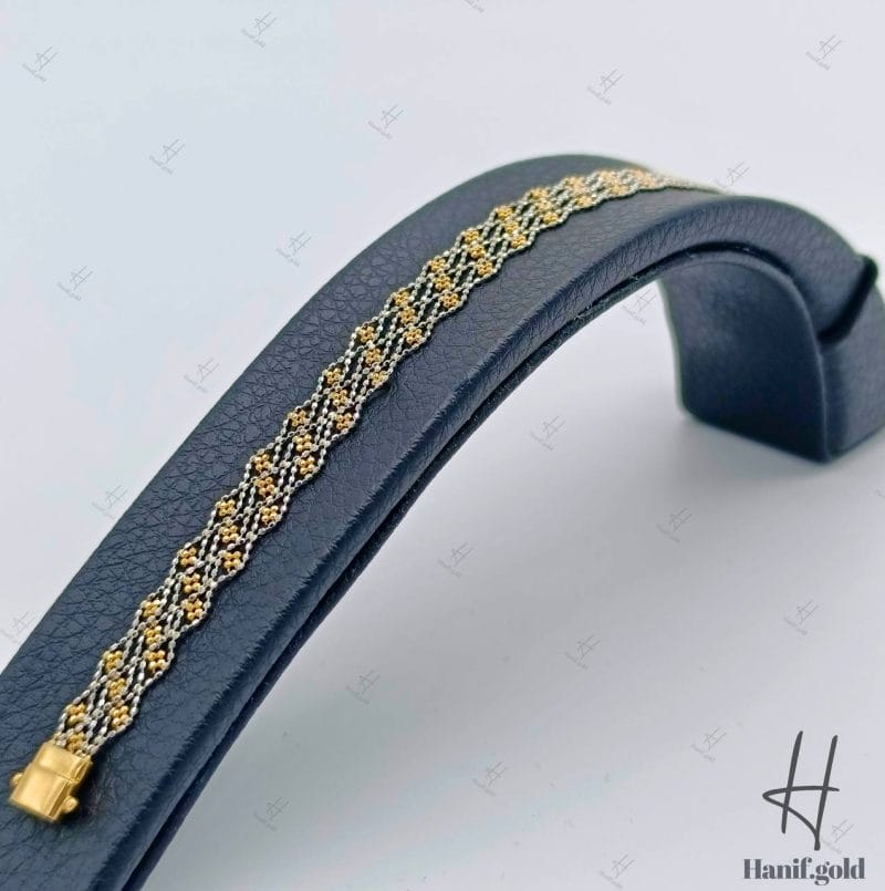 سرویس طلای زنانه دو رنگ تک رج بافتنی ( شال )