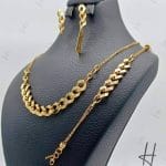 سرویس طلای زرد آینه ای طرح کارتیه با زنجیر دوبل ( کارتیه تیلور )