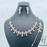 سرویس طلای سفید ، نگین دار اتمی ، طرح جواهر اشک و مارکیز ( مصباح طرح جواهر )