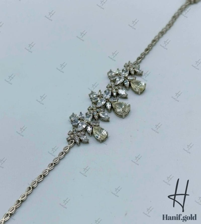 سرویس طلای سفید ، نگین دار اتمی ، طرح جواهر اشک و مارکیز ( مصباح طرح جواهر )