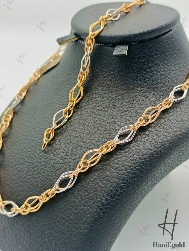 سرویس طلا ، دو رنگ زرد و سفید زنجیری ، طرح والنسیا ( آریا مهر ) ۱