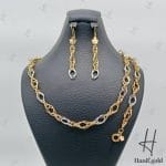 سرویس طلا ، دو رنگ زرد و سفید زنجیری ، طرح والنسیا ( آریا مهر ) ۱