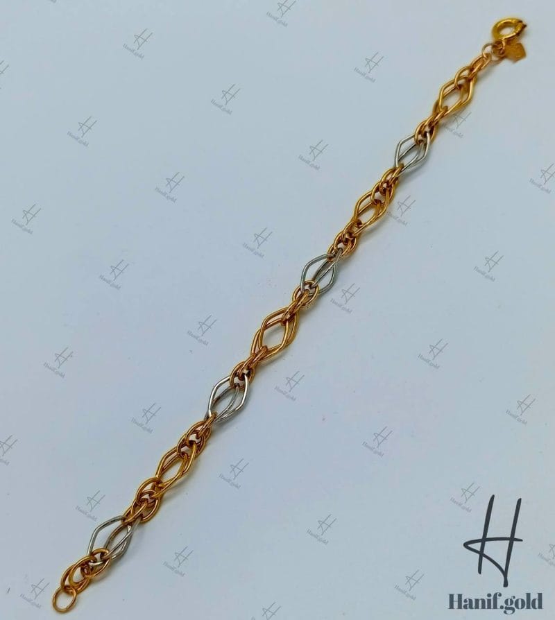 سرویس طلا ، دو رنگ زرد و سفید زنجیری ، طرح والنسیا ( آریا مهر ) ۱