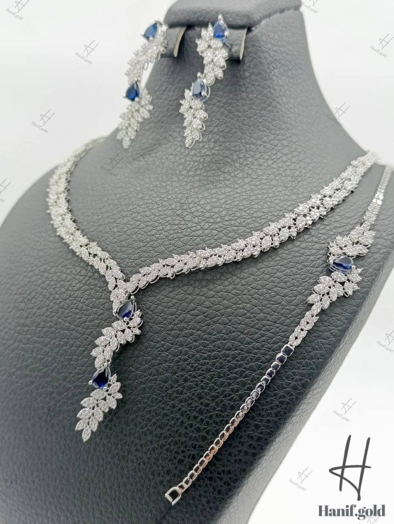 سرویس نگین دار اتمی ، طرح جواهر ، اشک کبود ، طرح مارکیز ( انیکس گلد )
