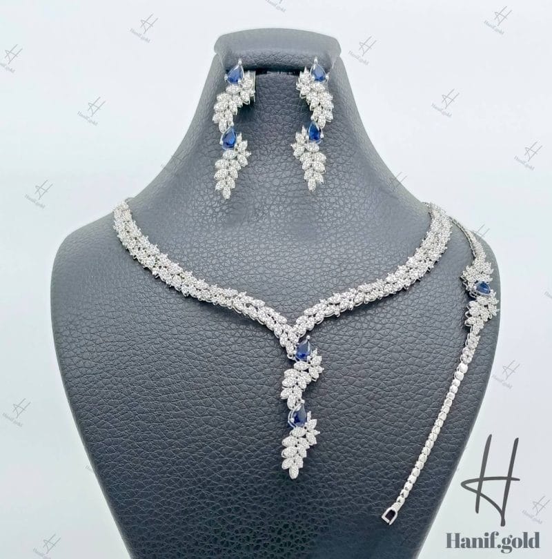 سرویس نگین دار اتمی ، طرح جواهر ، اشک کبود ، طرح مارکیز ( انیکس گلد )