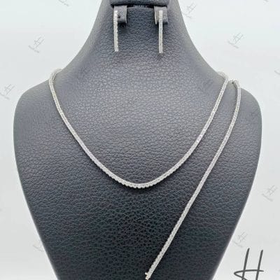 سرویس طلای سفید ، نگین دار اتمی ، طرح جواهر تنیس ( تنیس آتنا )