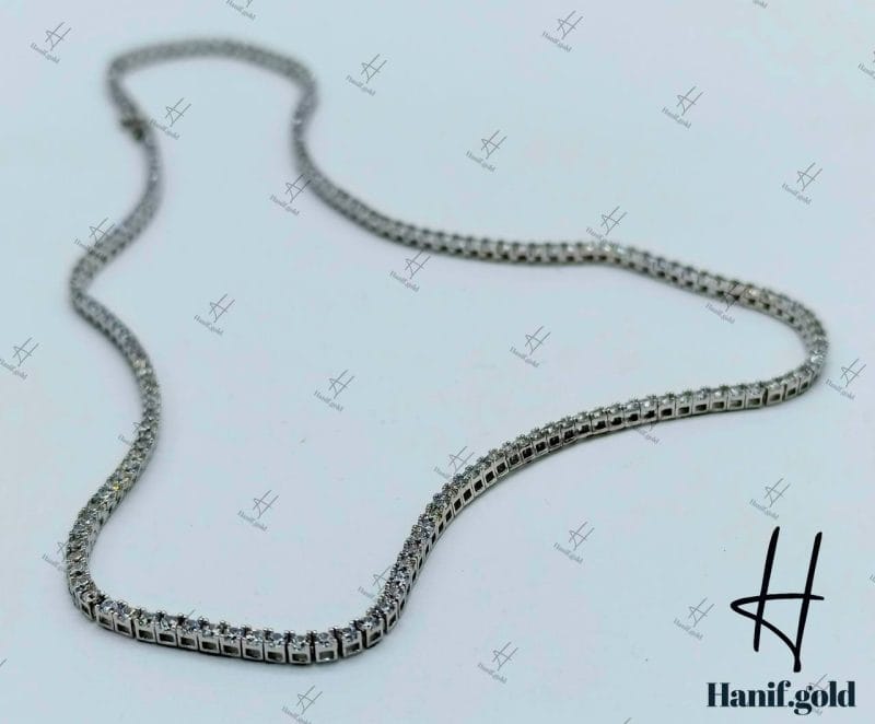 سرویس طلای سفید ، نگین دار اتمی ، طرح جواهر تنیس ( تنیس آتنا )