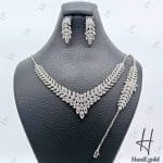 سرویس طلا سفید ، نگین دار طرح جواهر ، فلاور و طرح مارکیز اتمی ( مصباح )