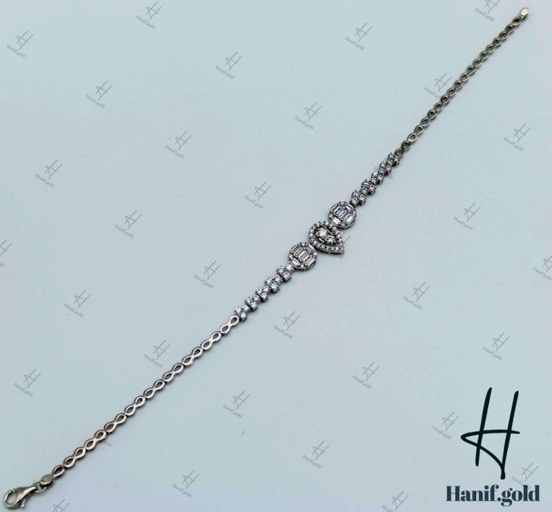 سرویس طلای نگین دار اتمی ، طرح جواهر اشک و باگت ( اونیکس گلد )
