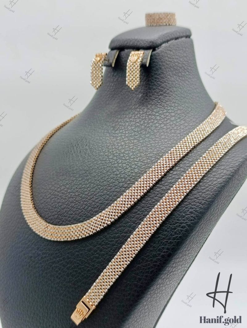 سرویس طلای دو رنگ سفید و رزگلد ، رولکس تراش