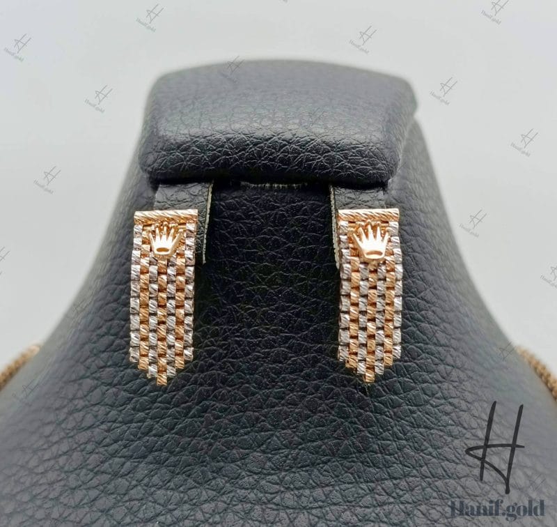 سرویس طلای دو رنگ سفید و رزگلد ، رولکس تراش
