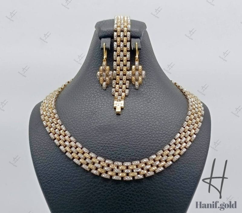 سرویس طلای دو رنگ زرد و سفید ، رولکس تراش درشت ( رولکس جلفا )