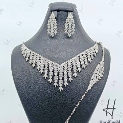 سرویس طلای نگین دار اتمی ، طرح جواهر ، طرح مارکیز و فلاور درشت (مصباح )