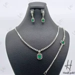 سرویس طلای زنانه ، طرح جواهر نگین اتمی ، با شیشه سبز رنگ و فلاور اتمی ( طرح اتمی پارسه )