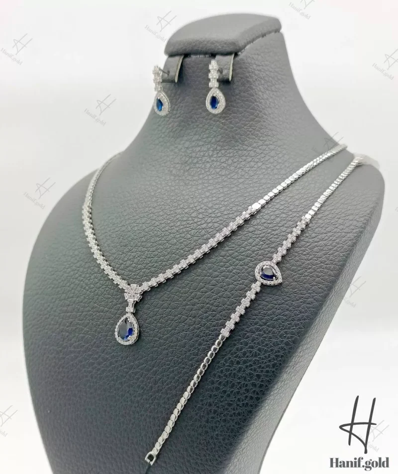 سرویس طلای زنانه ، طرح جواهر ، اشک کبود ( اونیکس گلد )