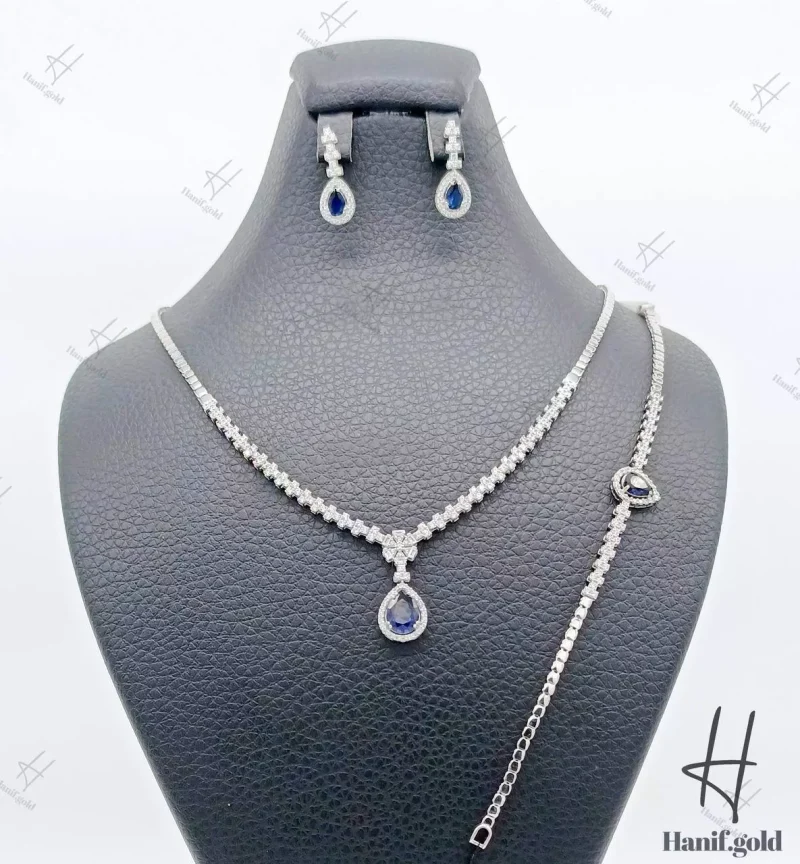 سرویس طلای زنانه ، طرح جواهر ، اشک کبود ( اونیکس گلد )