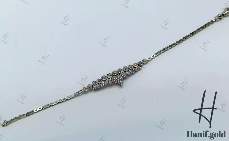 سرویس طلای سفید زنانه ، پایه جواهر ، طرح فلاور و مارکیز ( پریزما )