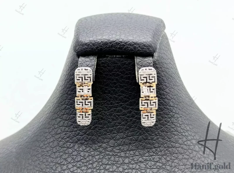 سرویس طلای زنانه ، تراشخور دو رنگ زرد و سفید (تراشخور )