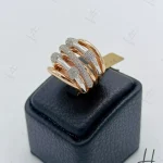 انگشتر طلای زنانه ، دو رنگ رزگلد و سفید ، طرح پورتوفینو ( استار )