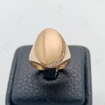 انگشتر طلای زنانه ، رزگلد مات و براق ( اکسترا نگین دار )