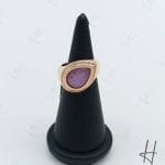 انگشتر طلای زنانه ، رزگلد ، نگین رنگی ترک