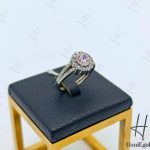 انگشتر طلای زنانه ، نگین دار اتمی توپاز صورتی گرد ( بوگاتی )