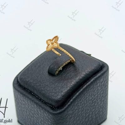 انگشتر طلای زنانه ، ون کلیف تراش ، چهار پر ( مینیمال ون کلیف )