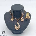 نیم ست طلای زنانه ، رزگلد تراشخور طرح برگ ( مجموعه گندمی )