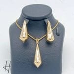 نیم ست طلای زنانه ، اشک بلند زرد ، آینه ای درشت ( چارلی )