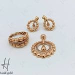 نیم ست طلای زنانه ، رزگلد نگین اتمی ، گوی آینه ای ( اوستا )