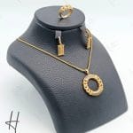 نیم ست طلای زنانه ، نگین دار ورساچه و کارتیه سیاه قلم ( کارتیه ورساچه )