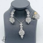 نیم ست طلای زنانه ، نگین دار طرح جوار ، طرح گل و برگ ( نیم ست طرح جواهر )