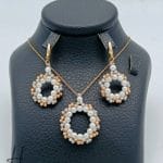 نیم ست طلای زنانه ، گوی و مروارید ( بافت مینیاتوری )