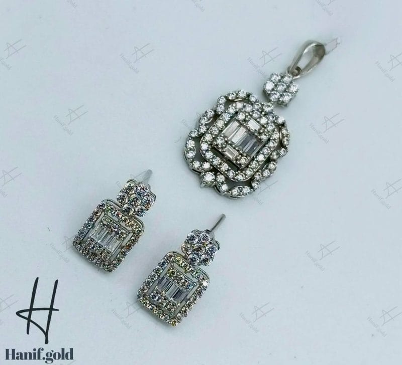 نیم ست طلای زنانه ، طرح جواهر امرالد کات ( پیوه ژن )