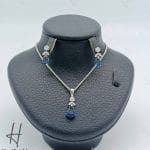 نیم ست طلای زنانه ، اتمی فلاور ، اشک کبود ظریف ( سنگ رنگی دهکده )