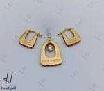 نیم ست طلای زنانه ، مدال گوشواره طلای زرد مات طرح LV ، مدال تک نگین اتمی ( مجموعه پرل ) - Image 3