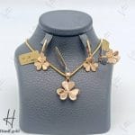 نیم ست طلای زنانه ، رزگلد طرح گل ۳ پر ( فلاور جلوا )