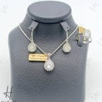 نیم ست طلای سفید زنانه ، نگین اتمی طرح اشک ( بوگاتی )