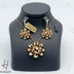 نیم ست طلای زرد زنانه ، گردنی گوشواره کراون