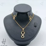 نیم ست طلای زرد آینه ای ظریف زنانه ، مدال گوشواره طرح بی نهایت ( یاسمن )