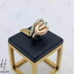 انگشتر طلای زنانه ، دو رنگ رزگلد و سفید ، آینه ای و مات (کادنزا)