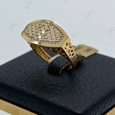 انگشتر تراش خور زرد و سفید (اکسترا بی نگین)